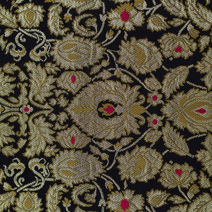 Navy Blue Color KimKhab Brocade Fabric