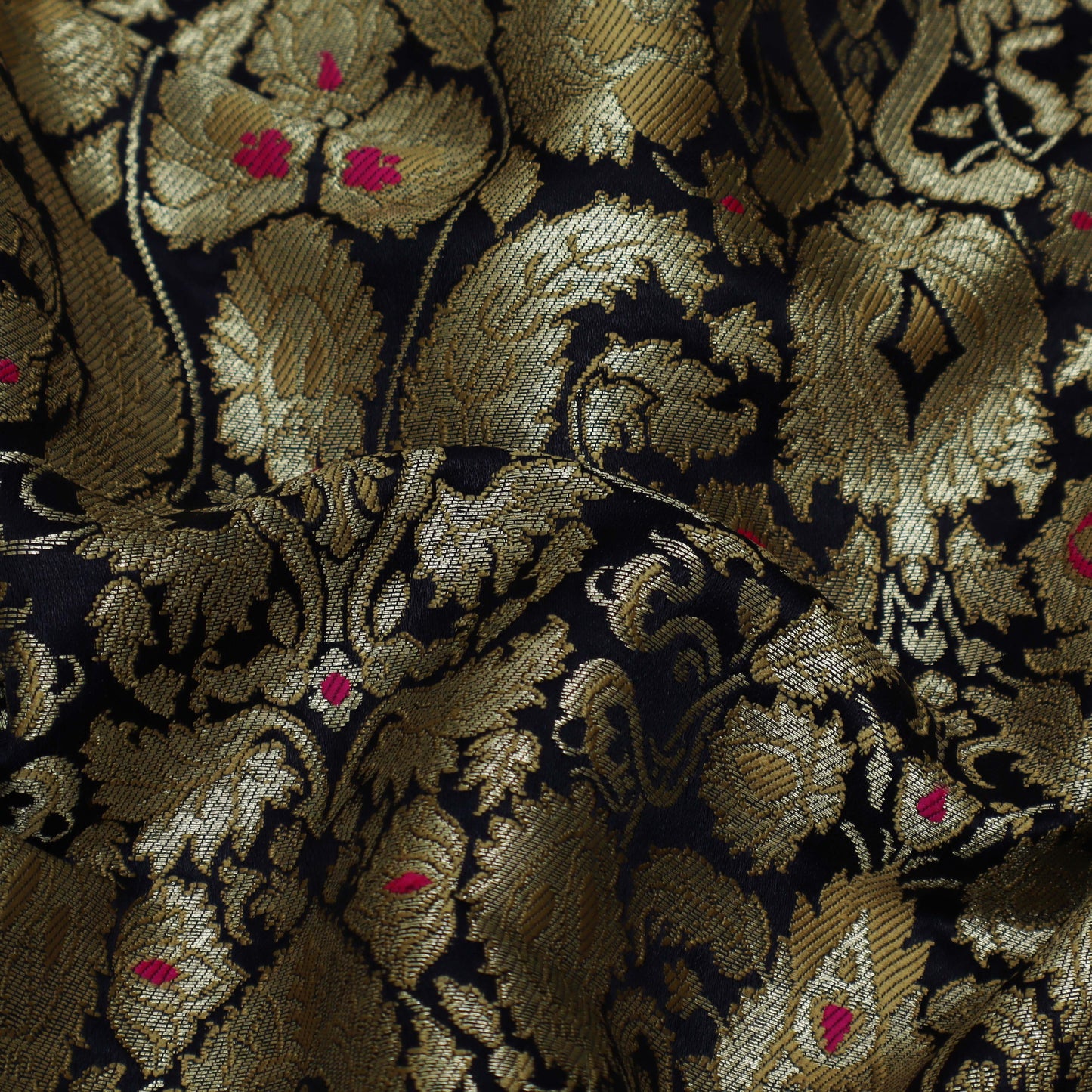 Navy Blue Color KimKhab Brocade Fabric