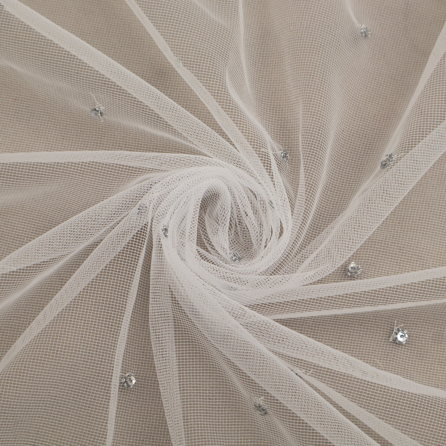 Dyeable Net Silver Booti Fabric