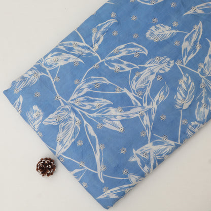 Muslin Print Chikan Embroidery Fabric