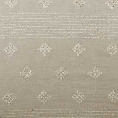 Off White Color Kora Cotton Embroidery Fabric