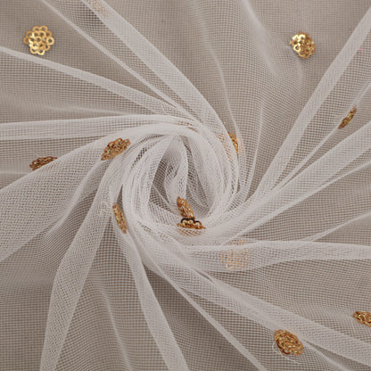 Dyeable Net Golden Booti Fabric