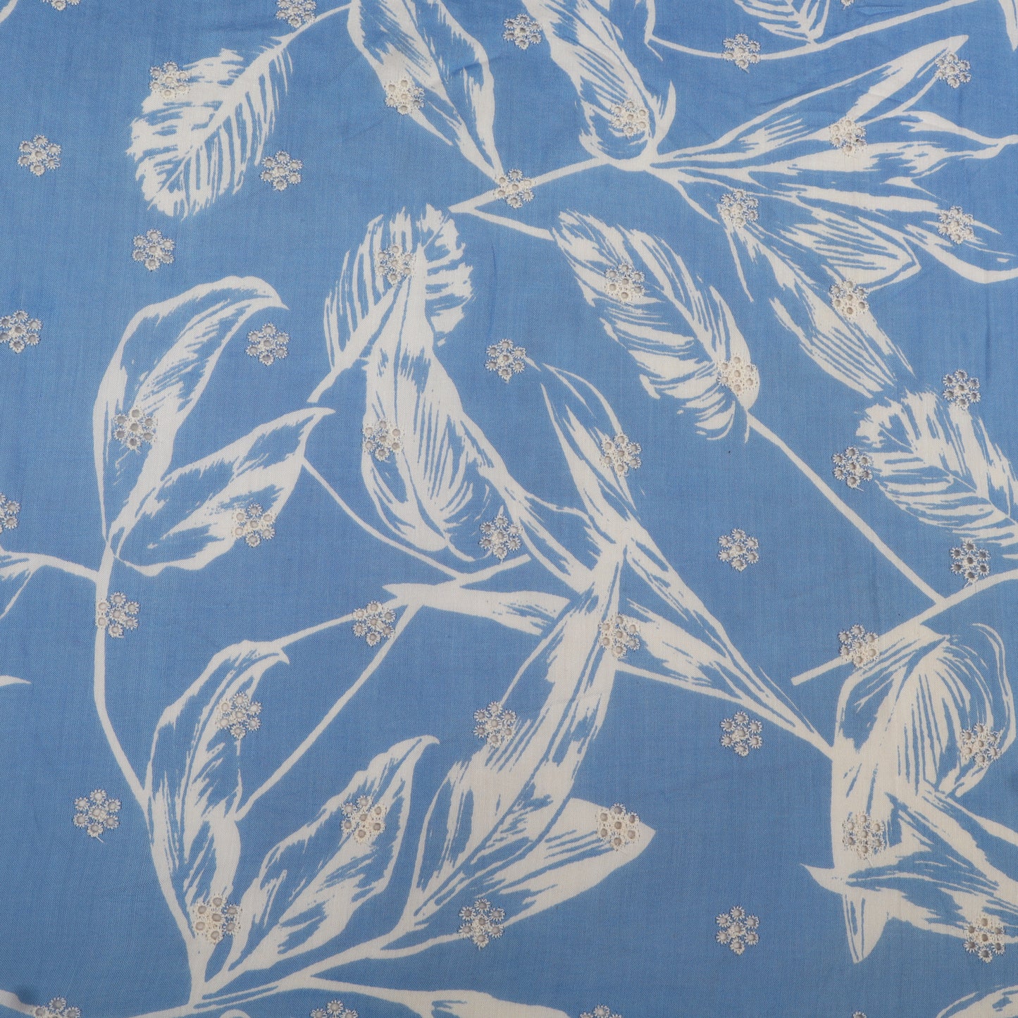 Muslin Print Chikan Embroidery Fabric