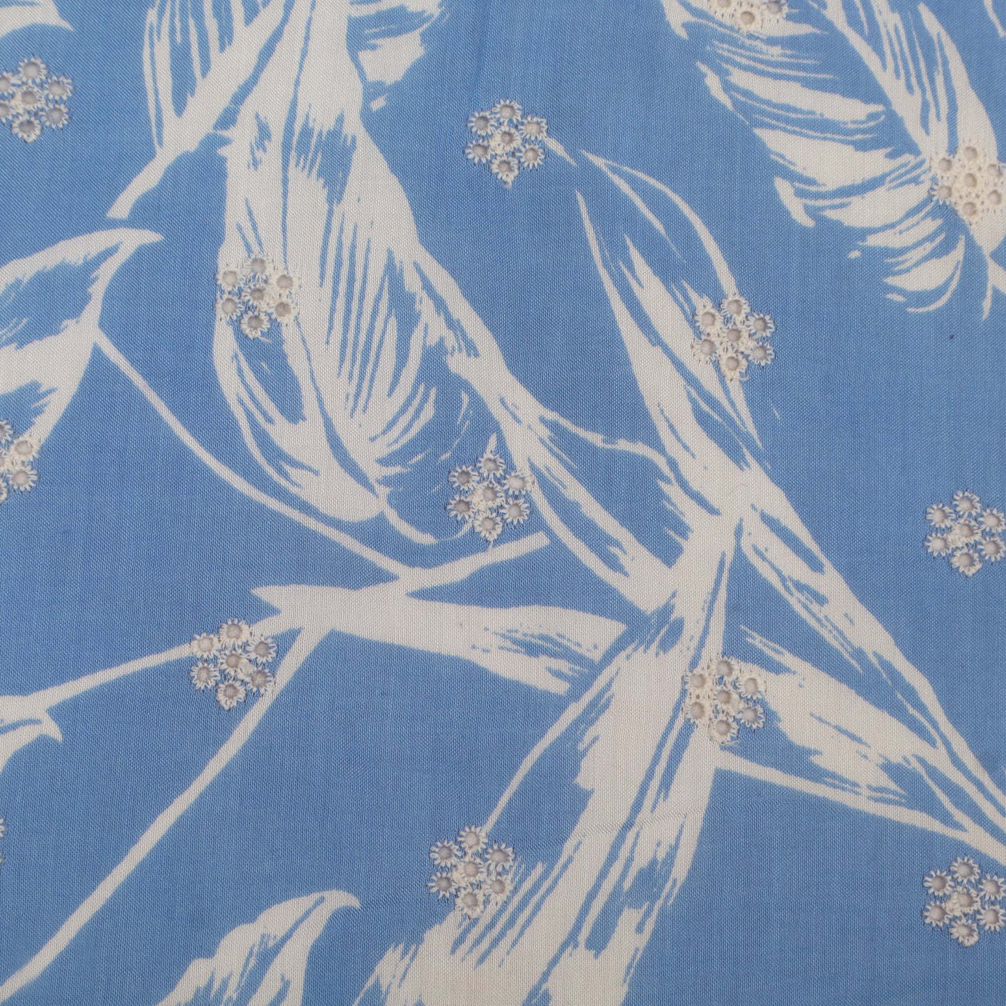 Muslin Print Chikan Embroidery Fabric