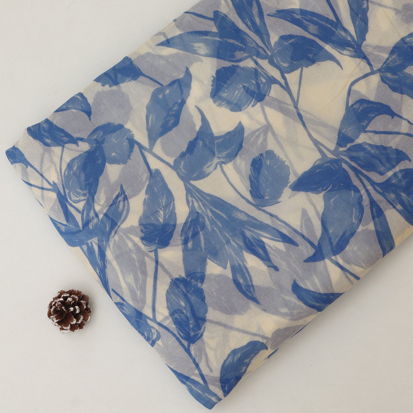 Muslin Print Chikan Embroidery Fabric