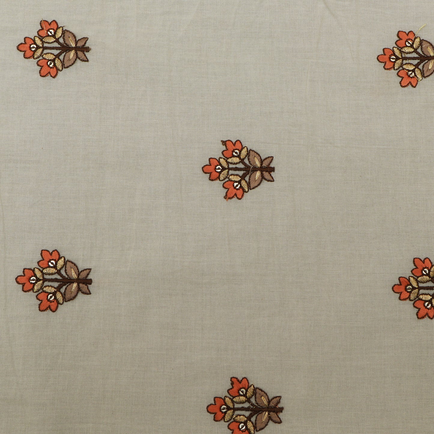 White Color Kora Cotton Embroidery Fabric