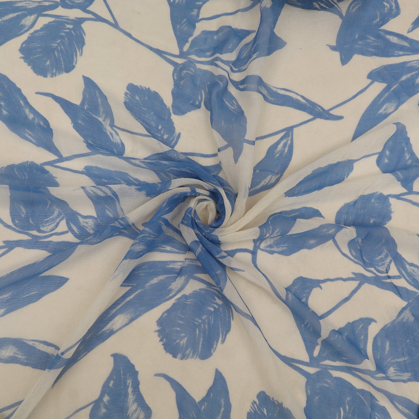 Muslin Print Chikan Embroidery Fabric