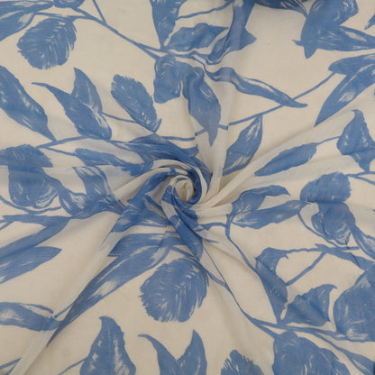 Muslin Print Chikan Embroidery Fabric