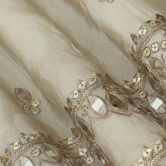 Beige Color Tissue Embroidery Fabric