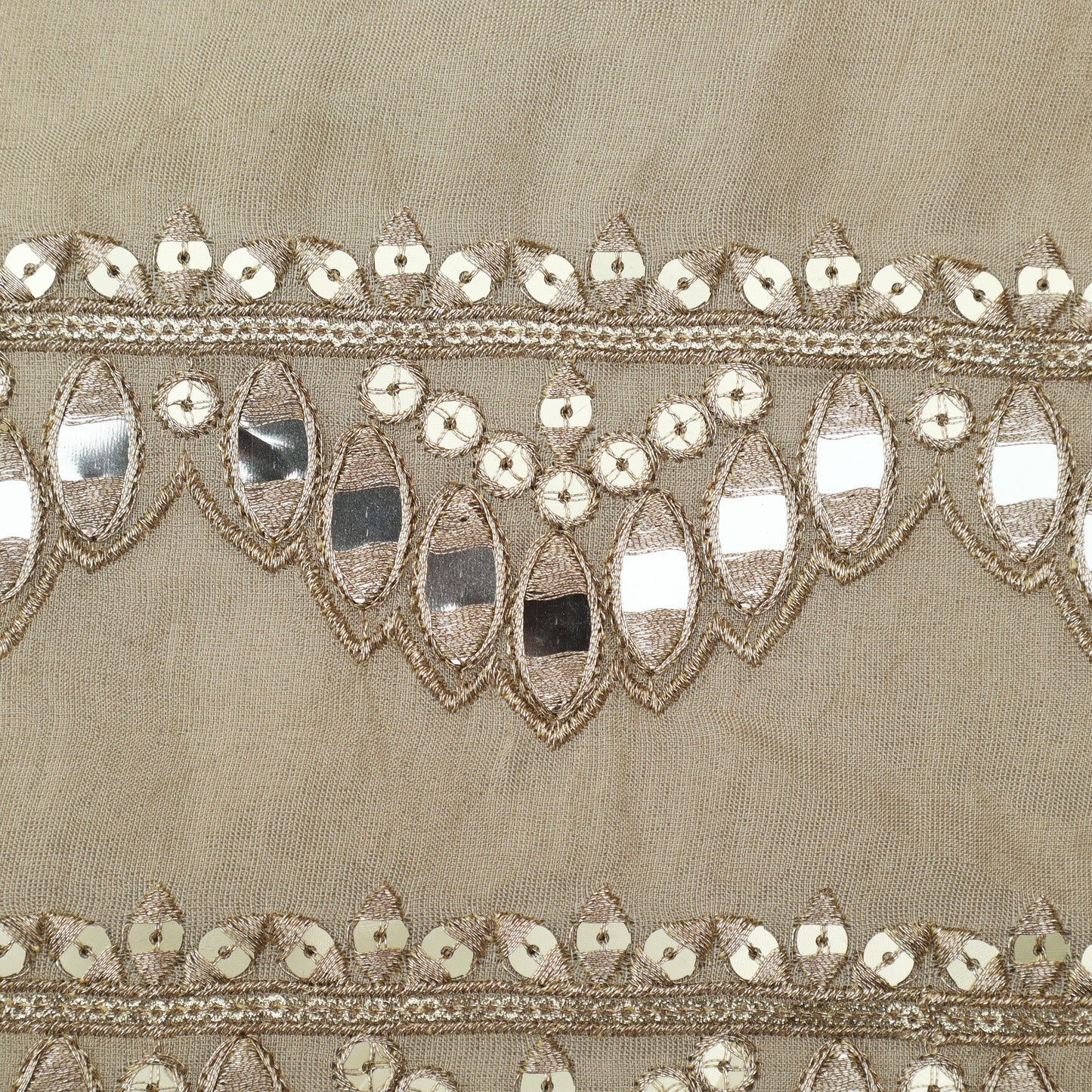 Beige Color Tissue Embroidery Fabric