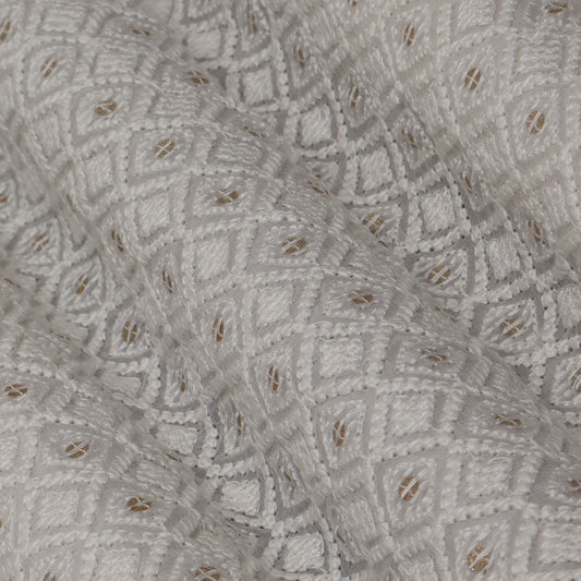 White Color Georgette Embroidery Fabric