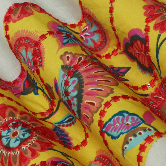 Colored Color Cotton Patch Work Plazo Fabric