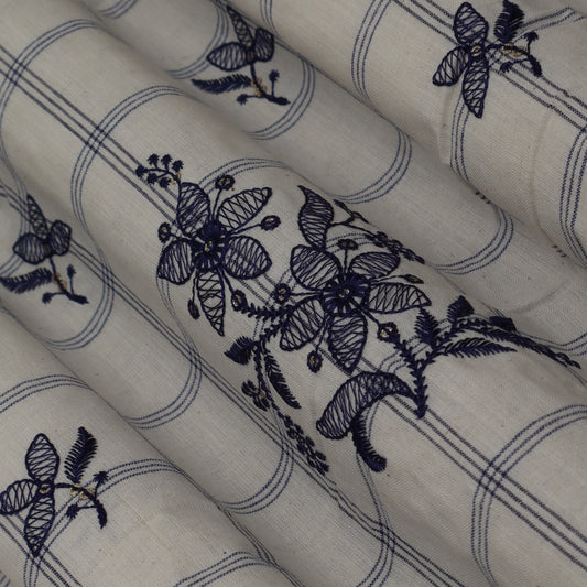 Cotton Check Embroidery Fabric