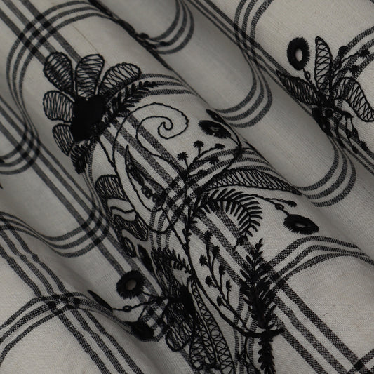 Cotton Check Embroidery Fabric