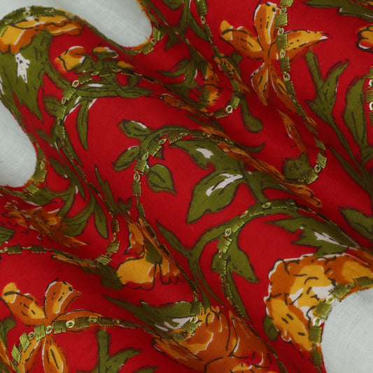 Colored Color Cotton Patch Work Plazo Fabric