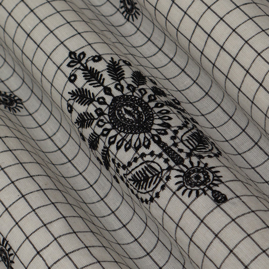 Cotton Check Embroidery Fabric