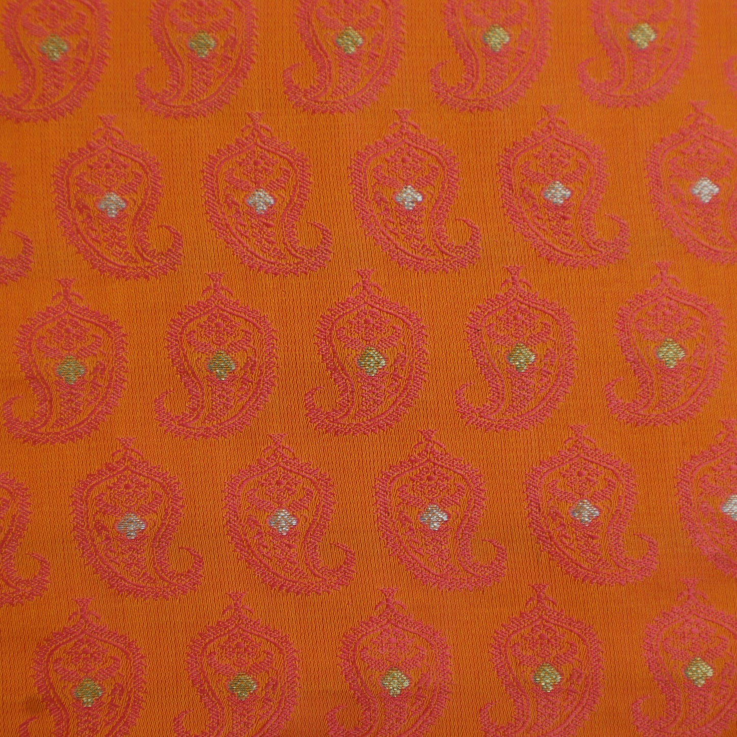 Orange Color Tanchui Booti Fabric