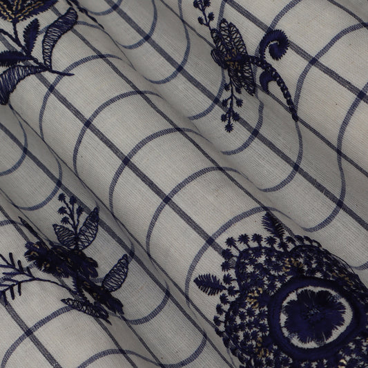 Cotton Check Embroidery Fabric