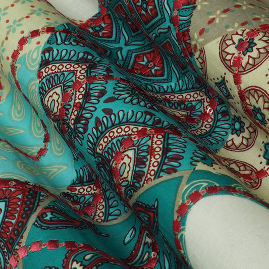 Colored Color Cotton Patch Work Plazo Fabric