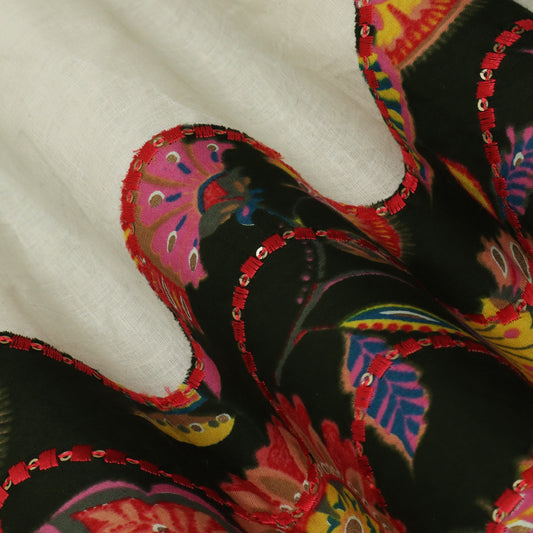 Colored Color Cotton Patch Work Plazo Fabric