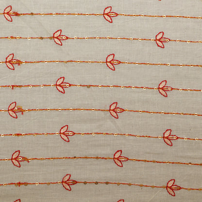 Off White Color Kora Cotton Embroidery Fabric