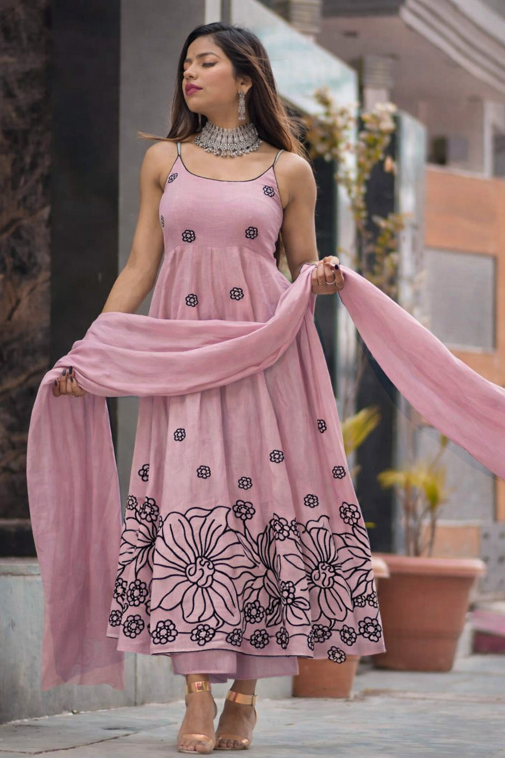 Mul Chanderi Embroidery Fabric