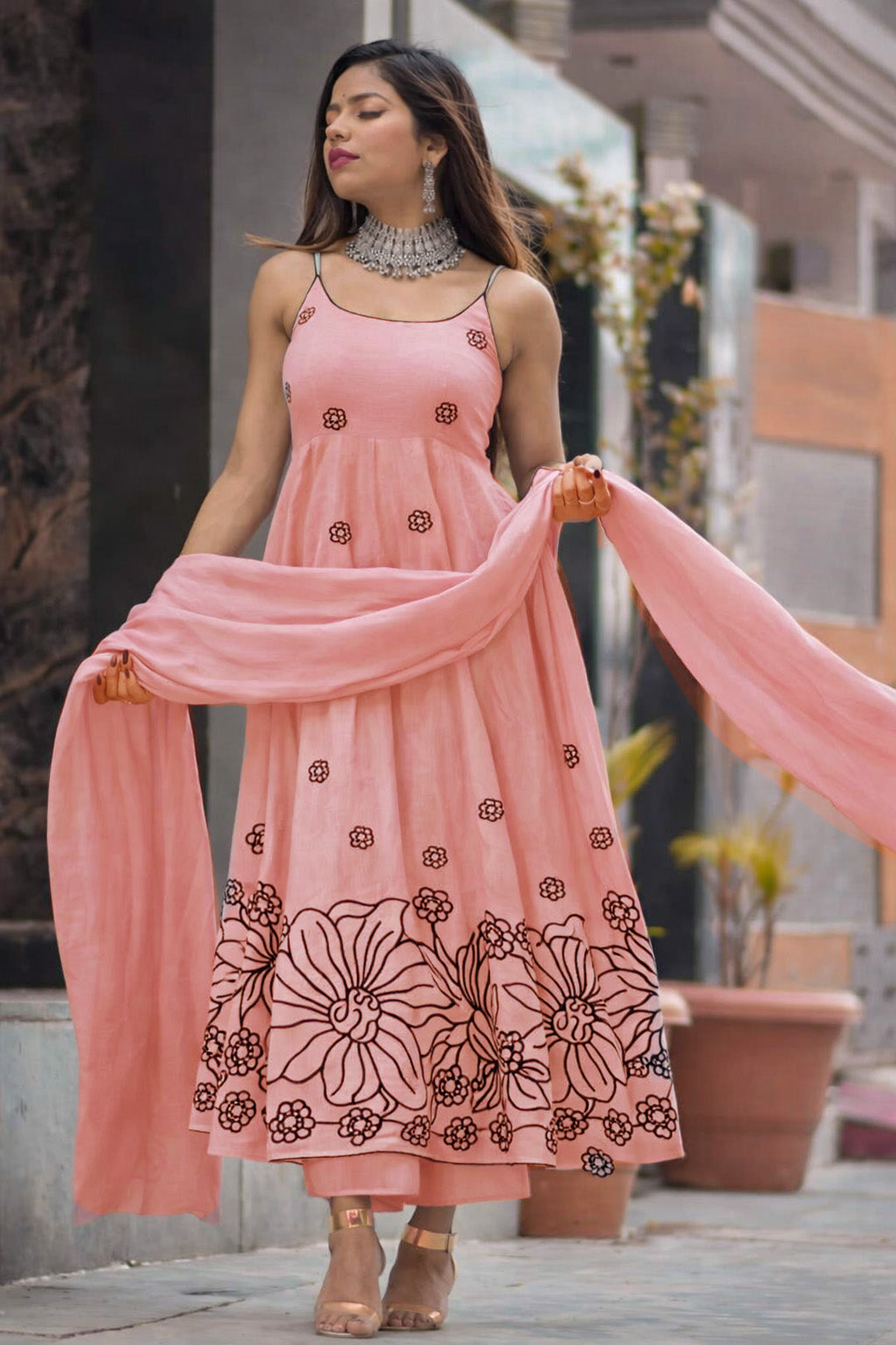 Mul Chanderi Embroidery Fabric