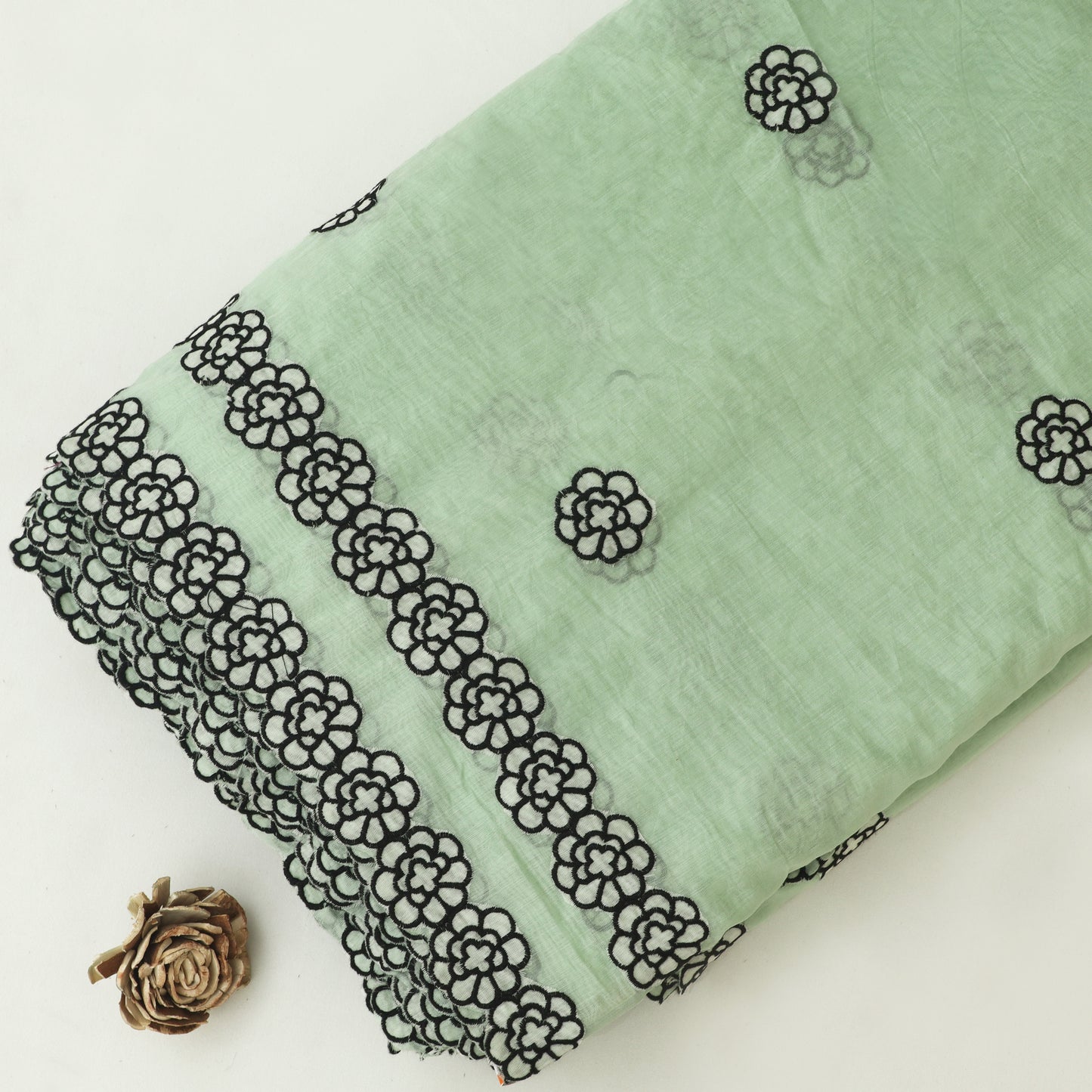 Mul Chanderi Border Embroidery Fabric