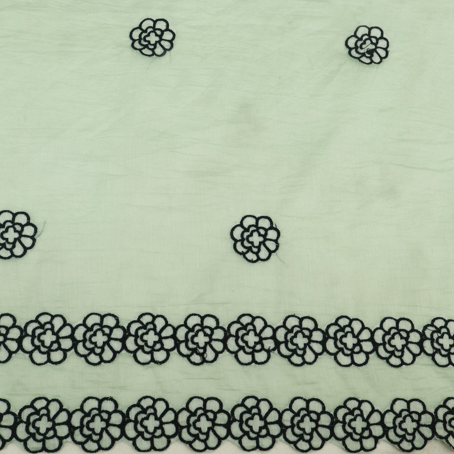 Mul Chanderi Border Embroidery Fabric