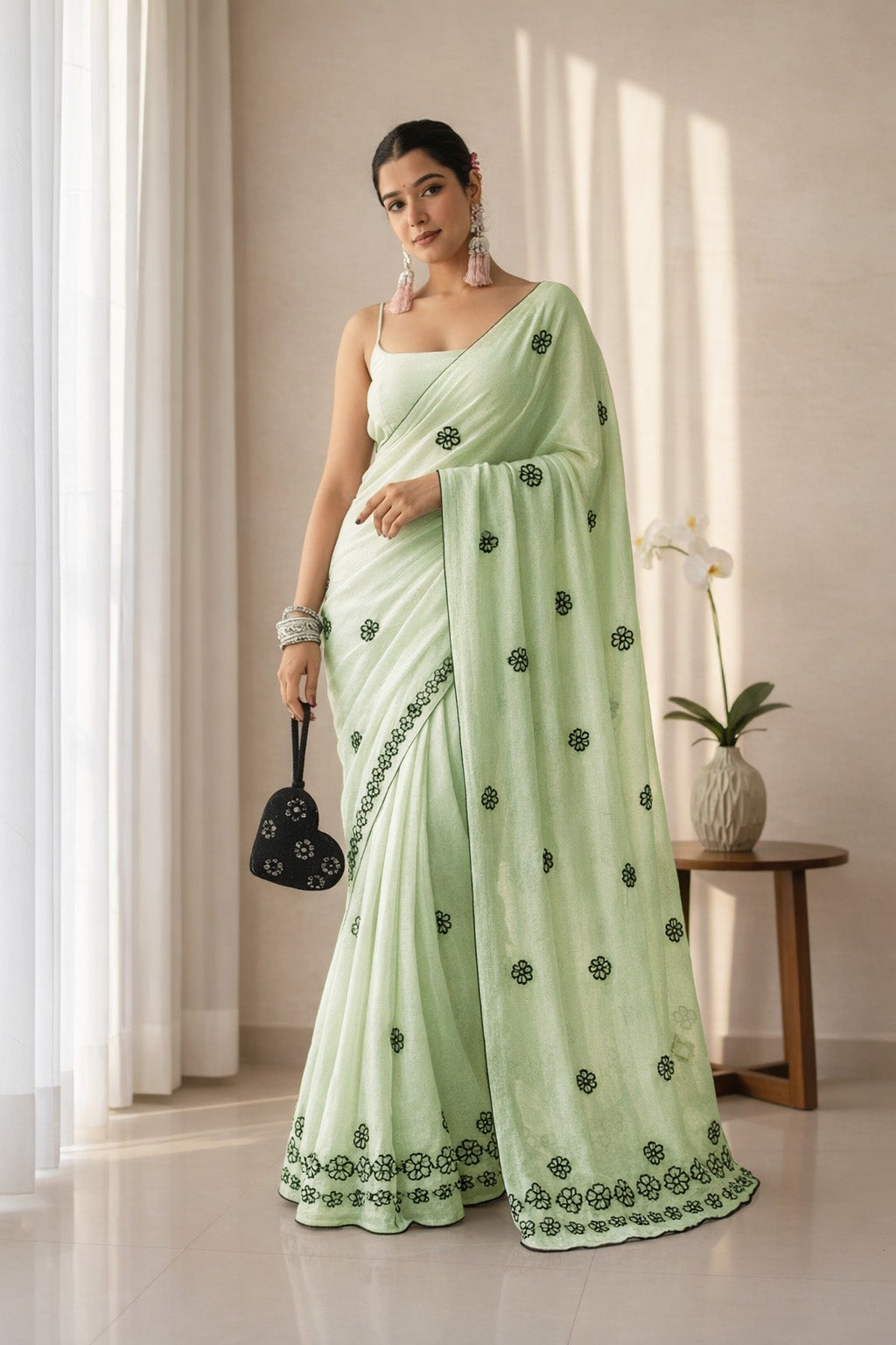 Mul Chanderi Border Embroidery Fabric