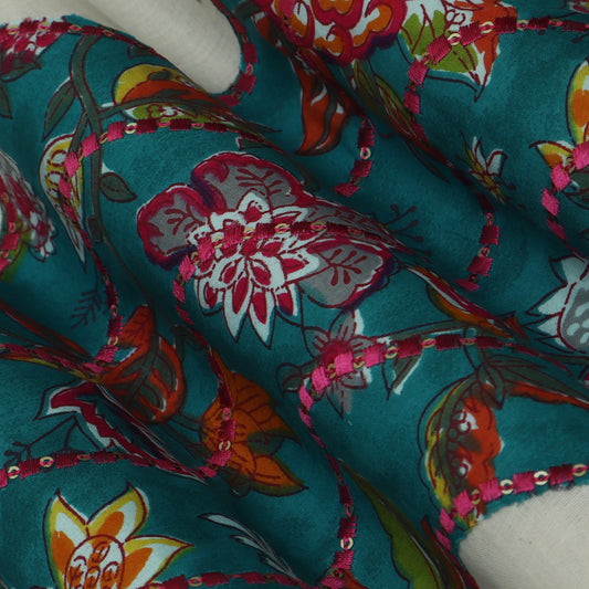 Colored Color Cotton Patch Work Plazo  Fabric