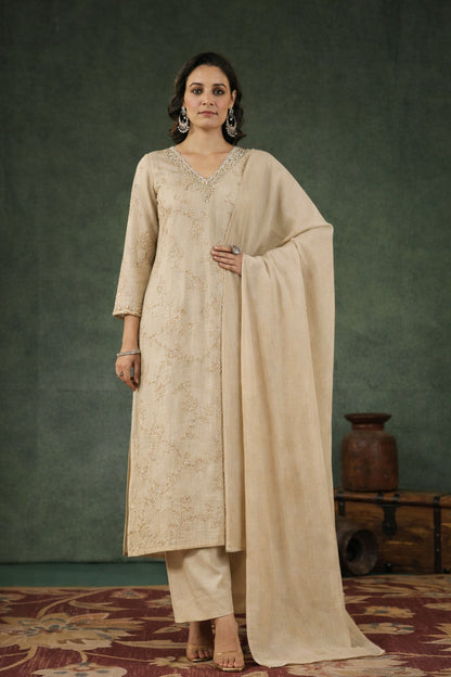 Slub Silk Embroidery Fabric