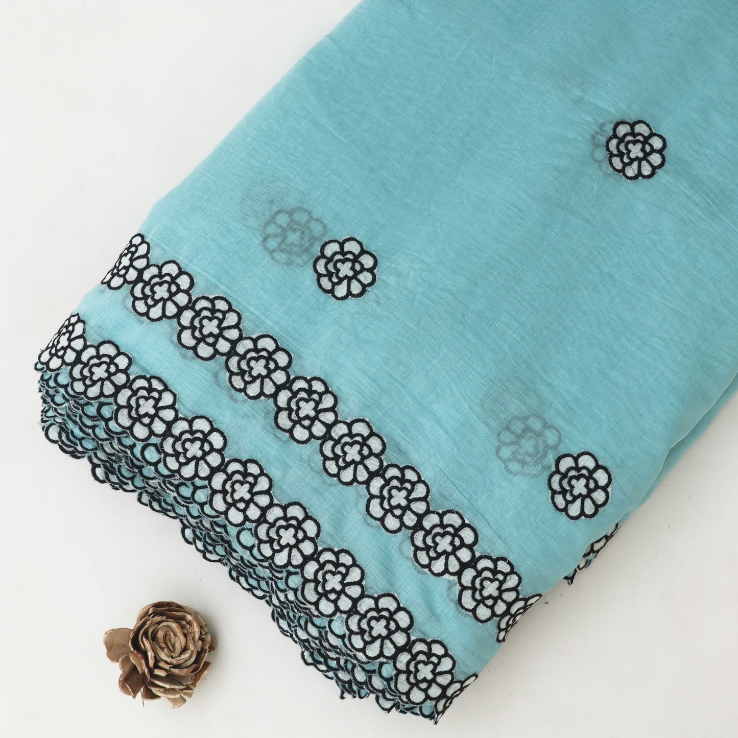 Mul Chanderi Border Embroidery Fabric