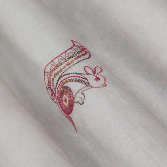 White Color Cotton Embroidery Fabric