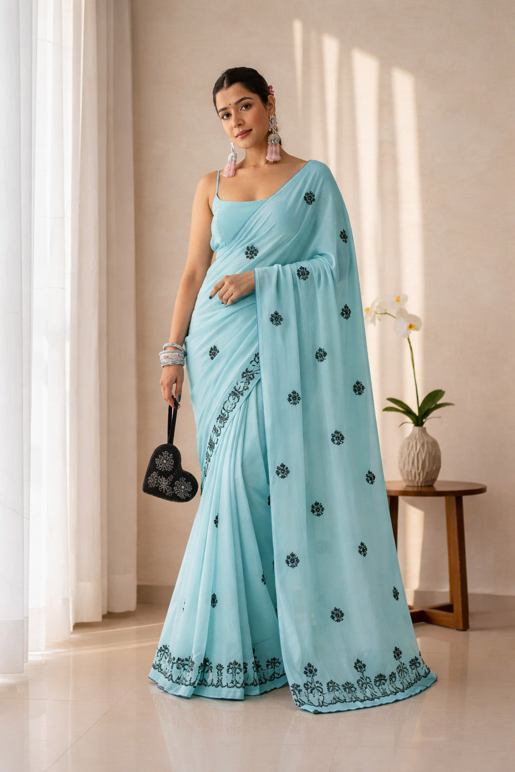 Mul Chanderi Border Embroidery Fabric