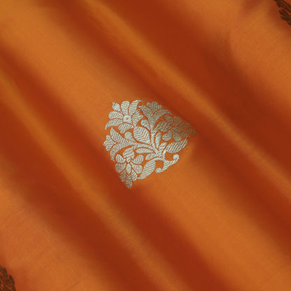 Orange Color Pure Brocade Fabric
