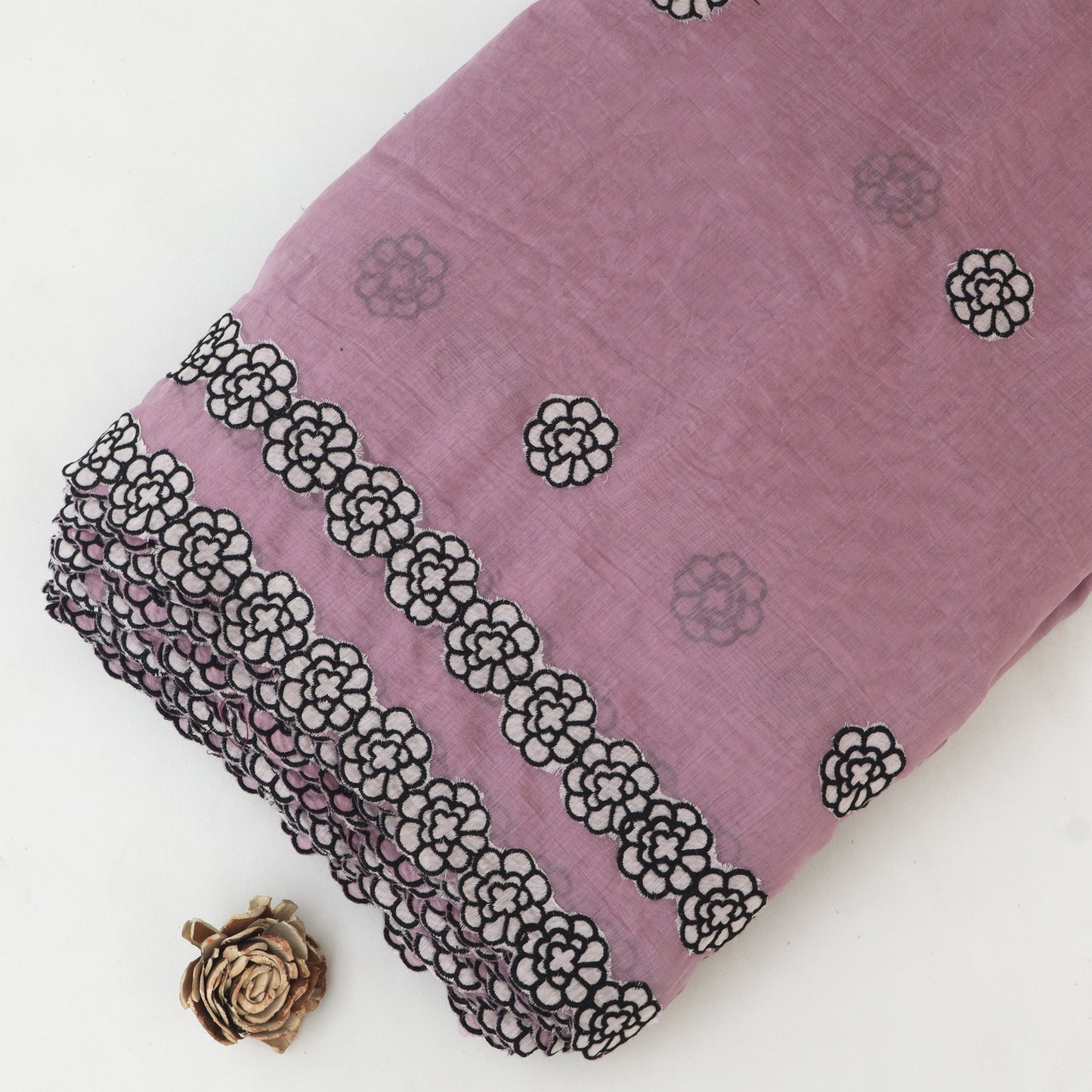 Mul Chanderi Border Embroidery Fabric