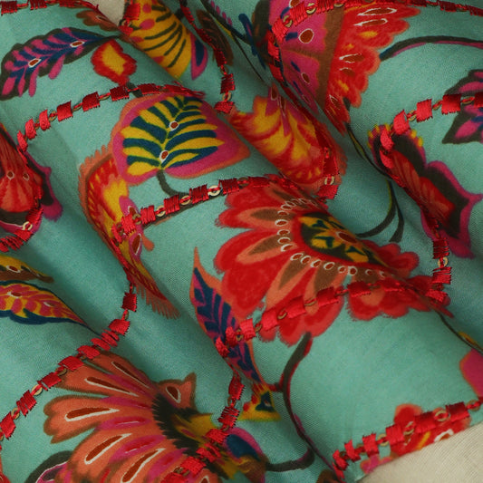 Colored Color Cotton Patch Work Plazo Fabric