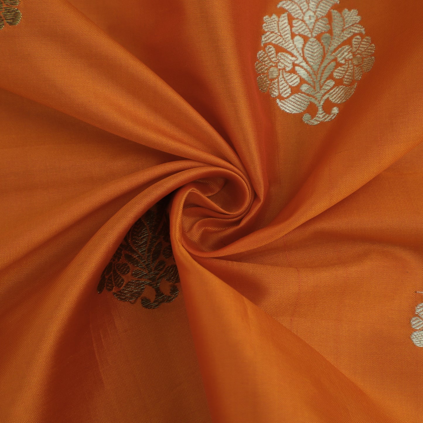 Orange Color Pure Brocade Fabric