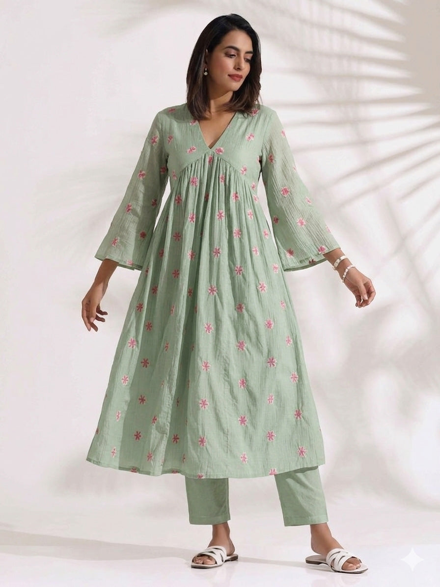 Crush Chanderi Embroidery Fabric