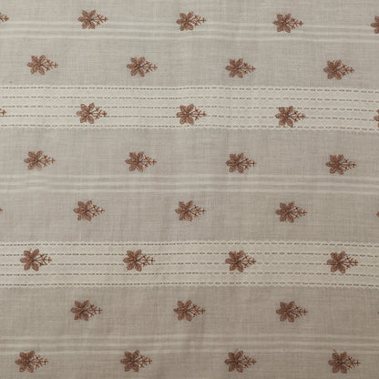 Off White Color Kora Cotton Embroidery Fabric