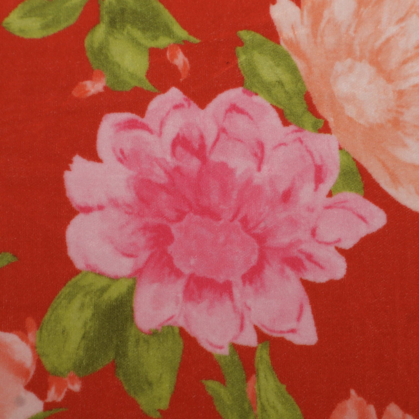 Red Floral Velvet Print Fabric