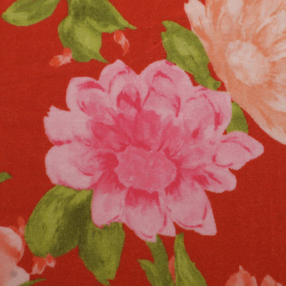 Red Floral Velvet Print Fabric