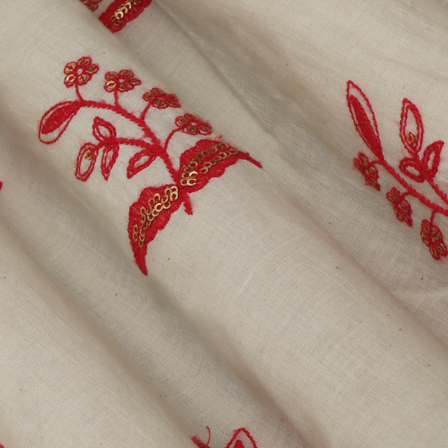 Colored Kora Cotton Embroidery Fabric