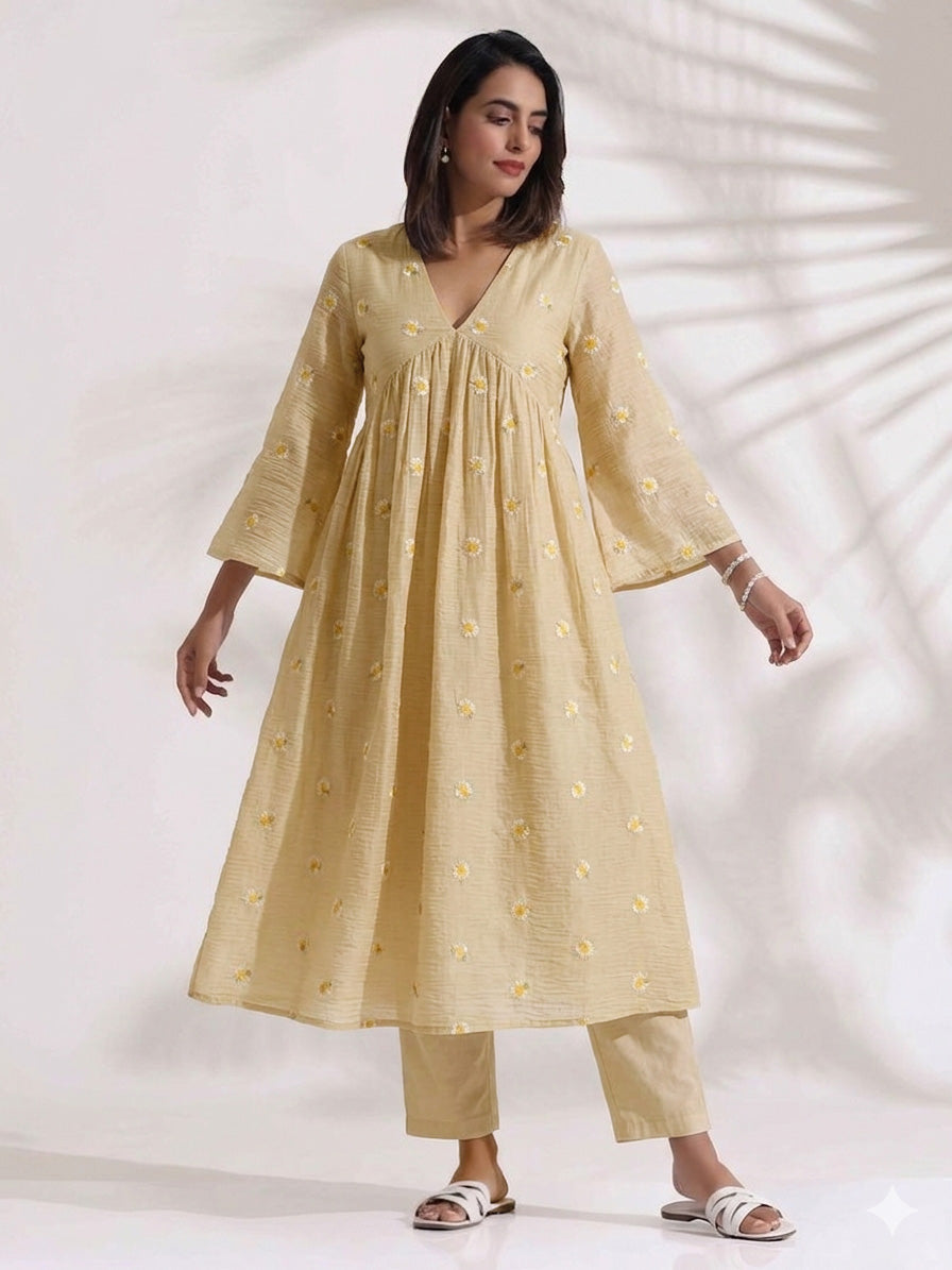 Crush Chanderi Embroidery Fabric