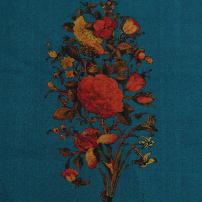 Teal Blue Color Silk Print Fabric