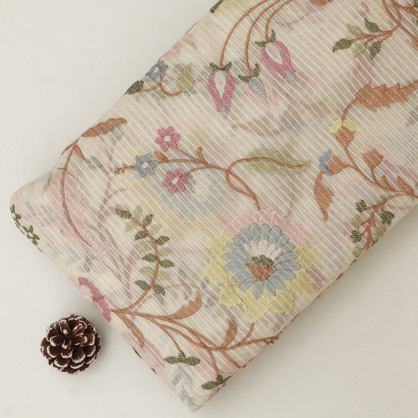 Mul Chanderi Embroidery Fabric