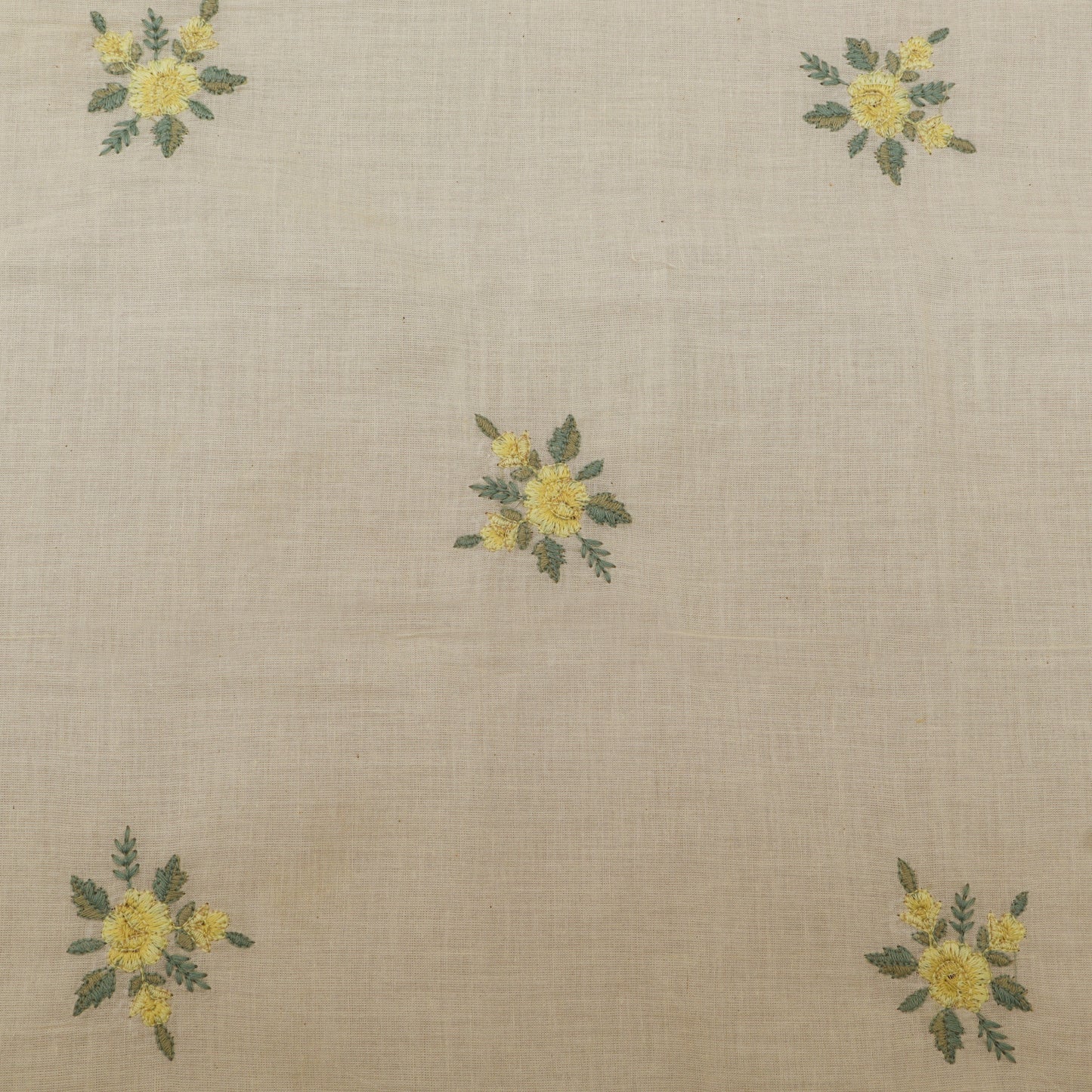 Off White Color Kora Cotton Embroidery Fabric