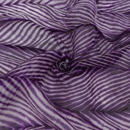 Purple and gray striped fabric with a swirl pattern
