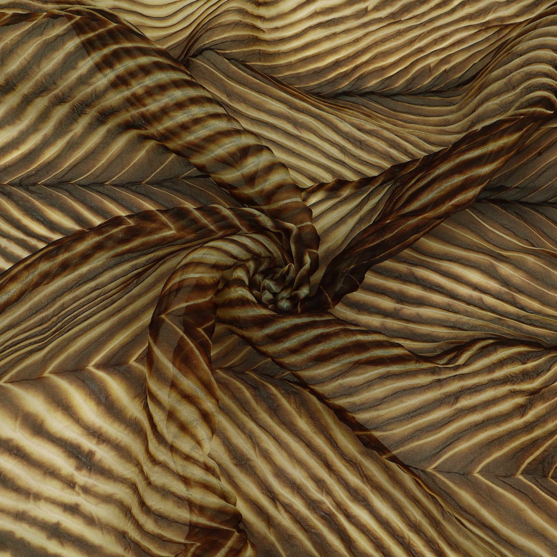 Close-up of brown fabric with wavy pattern